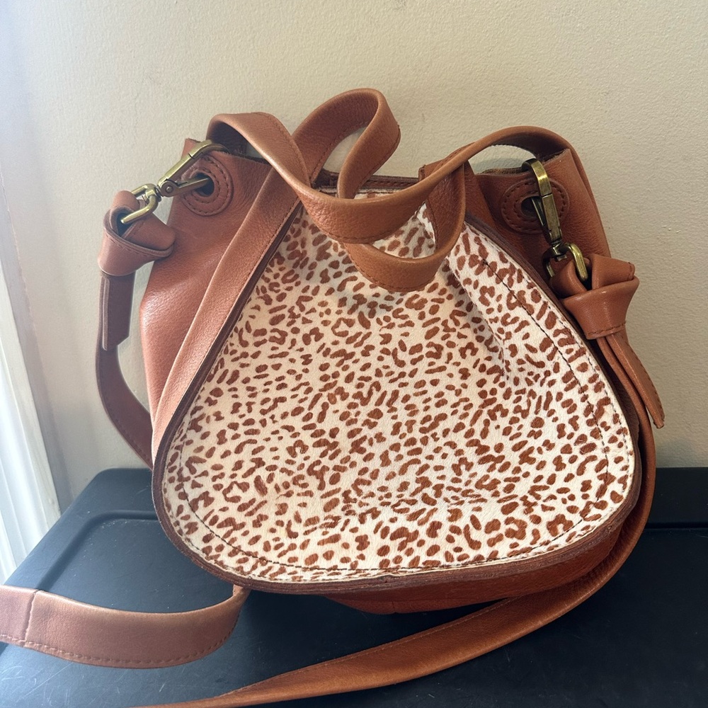 Madewell Micro Sydney Brown Cheetah Print Crossbody Bag